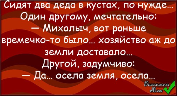 Сидят два деда. Анекдоты сидят два Деда. Осела земля осела анекдот. Анекдот сидят два Деда в кустах. Анекдот про двух дедов.