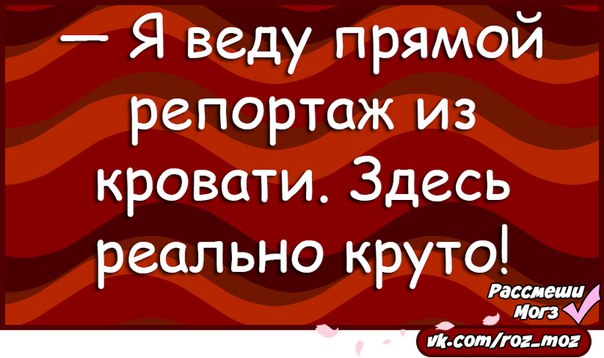 Расскажи здесь. Веду репортаж из кровати. Веду прямой репортаж из кровати. Я веду репортаж из кровати. Веду репортаж из кровати здесь реально круто.