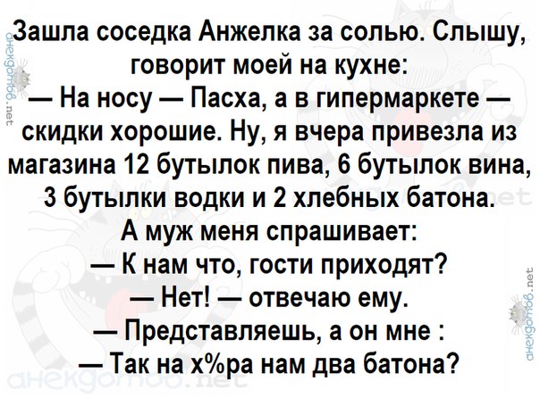 Сходить за солью к соседке 18. Лучшие анекдоты. Добрые анекдоты. Лучшие анекдоты всех времен. Популярные шутки.