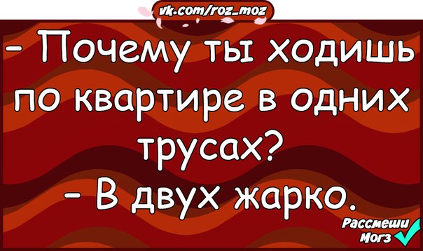 Потому иди. Почему ты ходишь по квартире в одних трусах в двух жарко. Ты чего в одних трусах ходишь в двух жарко. Ты чего в одних трусах в двух жарко. По чему ты/ходишь в одних.трусах.? В двух жарко.